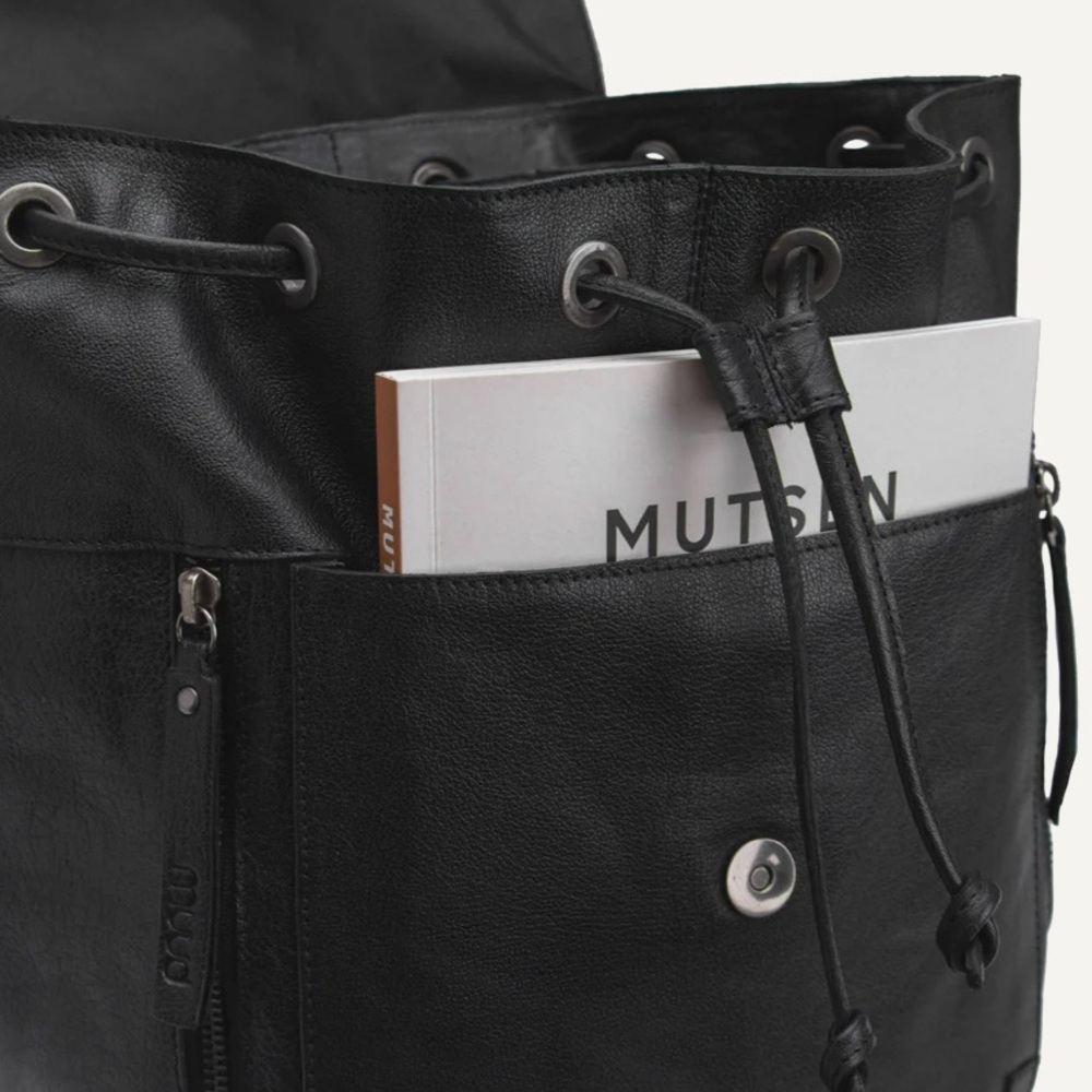 Muud Black Gimo Leather Backpack BNWT - Picture 9 of 13